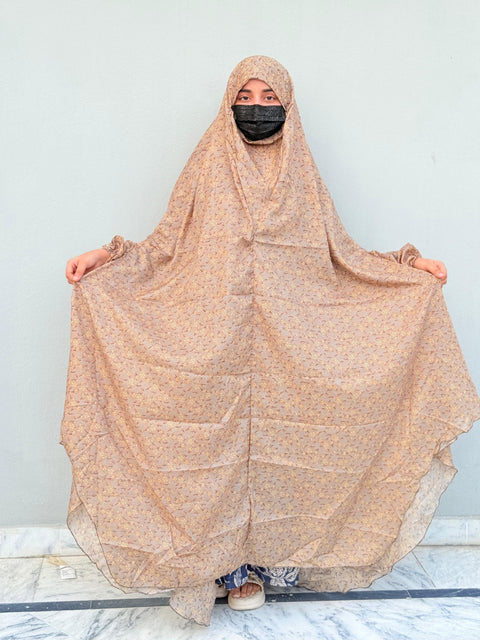 Full Coverage Printed Namaz Chadar with Sleeves-Full Length